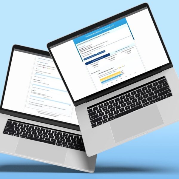 Tietokonenäytöt, joissa näkyvissä vesihuollon tunnuslukutietoja.